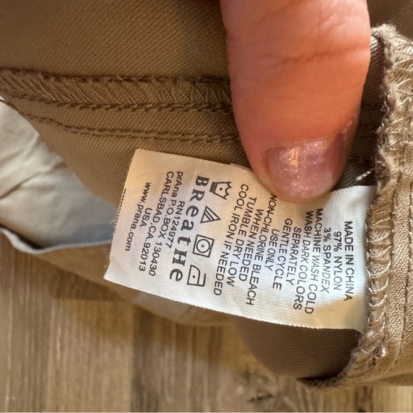 Prana Womens Green Nylon Straight Leg Outdoor Breathe Pants Zippable Size 14 - Picture 9 of 9